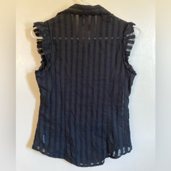 ***Rare Abbey Dawn for Alice in Wonderland Black Silver Chain Detail Blouse #S - Picture 8 of 10